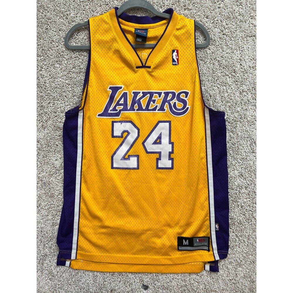 Los Angeles Lakers Kobe Bryant #24 Jersey Men’s M Yellow Purple NBA Athletic Bas